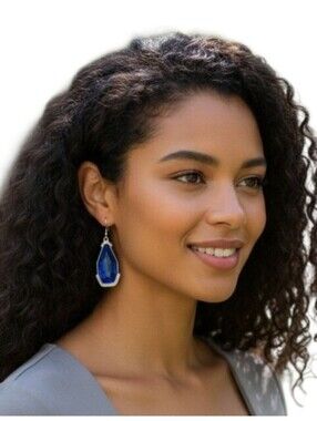 Sapphire Blue Faceted Drop Earrings with Crystal Accents